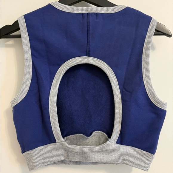 Sundry Open Back Crop Top Navy Stripe Cotton Modal Size Medium NWT - Picture 6 of 8